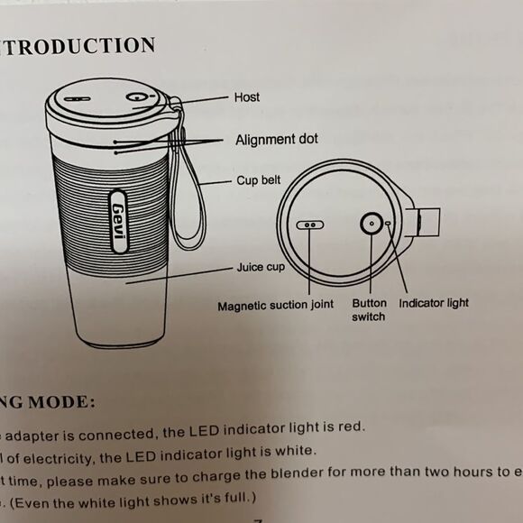 Gevi 300 ML portable blender.  New in box - Picture 6 of 7